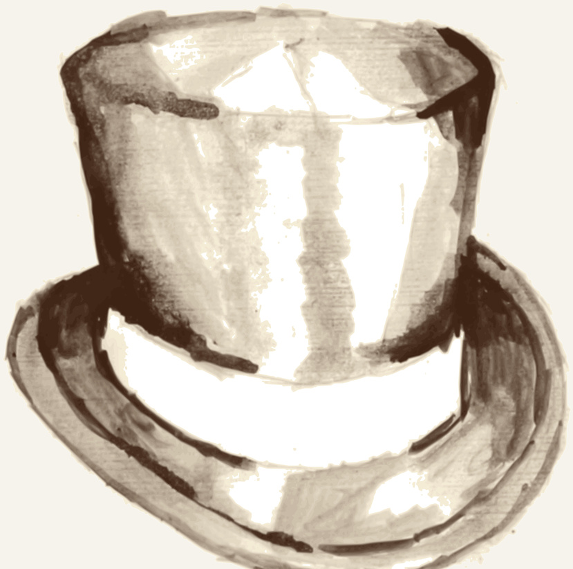 The Hatter watercolor top hat logo